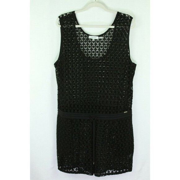Calvin Klein Pants - Calvin Klein Romper Shorts Lace Sheer Black Swimsuit Coverup Vacation L/XL Women